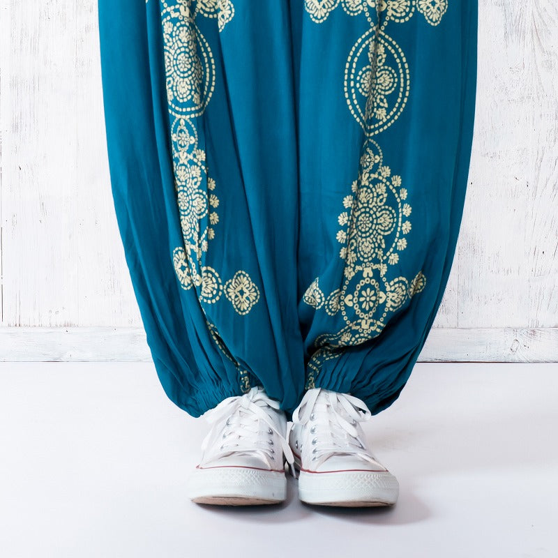 Rayon Oriental Print Balloon Pants