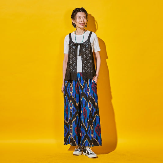 Rayon Ikat Print Straight Pants