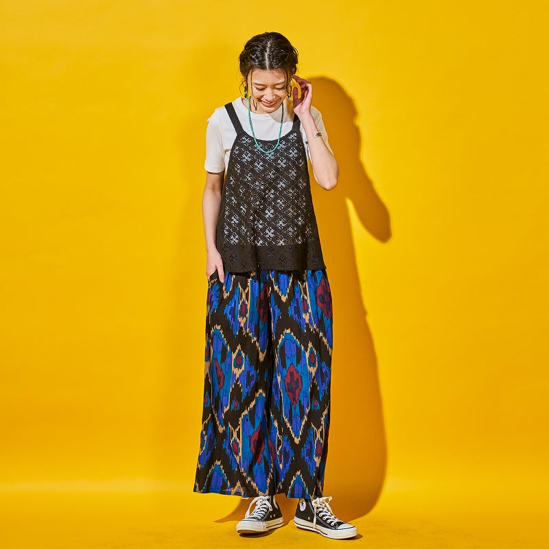 Rayon Ikat Print Straight Pants