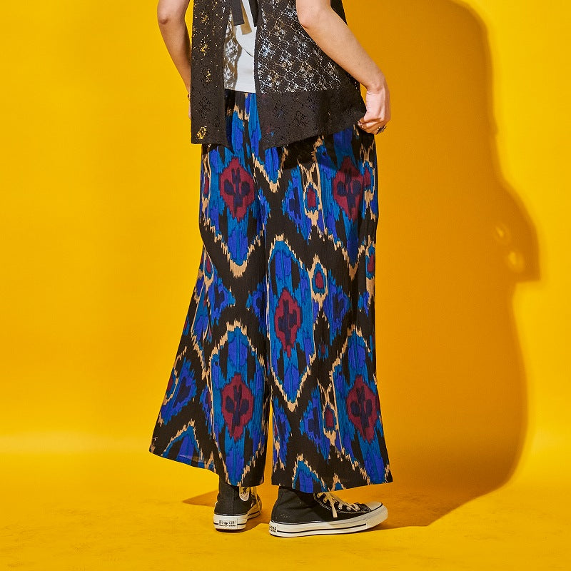 Rayon Ikat Print Straight Pants