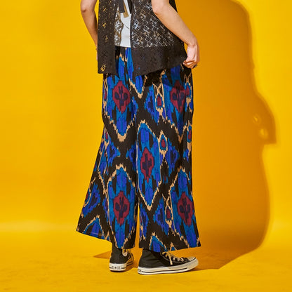 Rayon Ikat Print Straight Pants