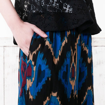 Rayon Ikat Print Straight Pants