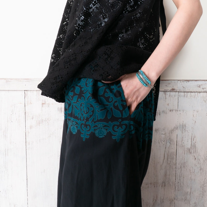 Cotton Big Print × Solid Layer Pants