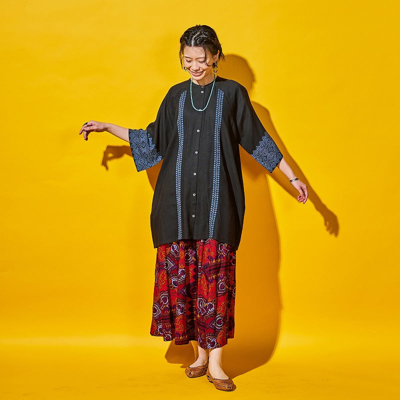 Rayon Vertical Seam Print Skirt