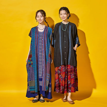 Rayon Vertical Seam Print Skirt