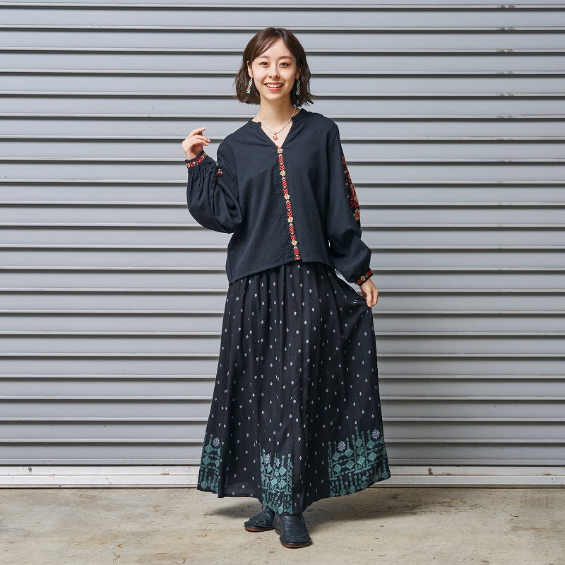 Rayon Nordic Print Skirt