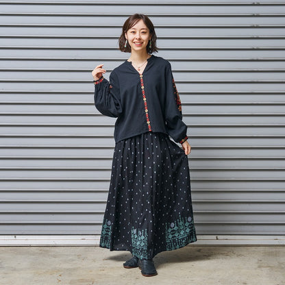 Rayon Nordic Print Skirt