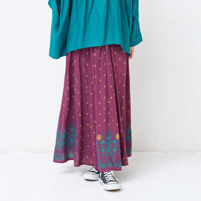 Rayon Nordic Print Skirt