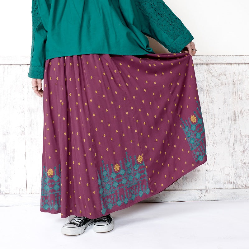Rayon Nordic Print Skirt