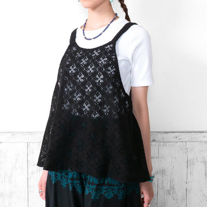 Cotton Flower Lace 2-Way Cami Blouse