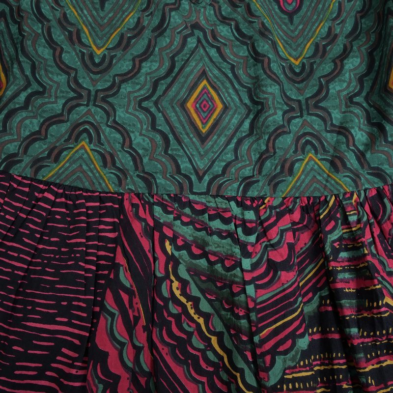 Cotton Oriental Print Flare Pullover