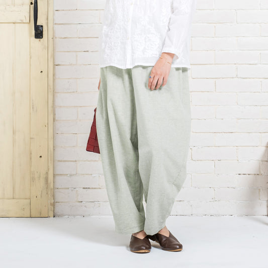 Pantaloni Cocoon in cotone e lino Chambray