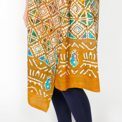 सूती बाटिक प्रिंट आस्तीन रहित ड्रेस